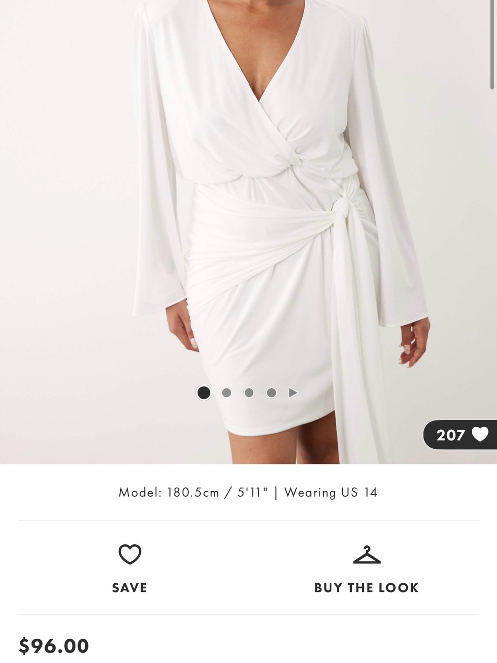 ASOS Curve White Wrap Tie-Detail Mini Dress